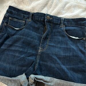 Women’s dark denim cuff shorts. American Eagle